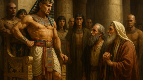 Moshe y Aaron ante Faraon